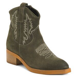 NEW DIBA TRUE Suede Get Crackin Western Booties olive for women 462mn